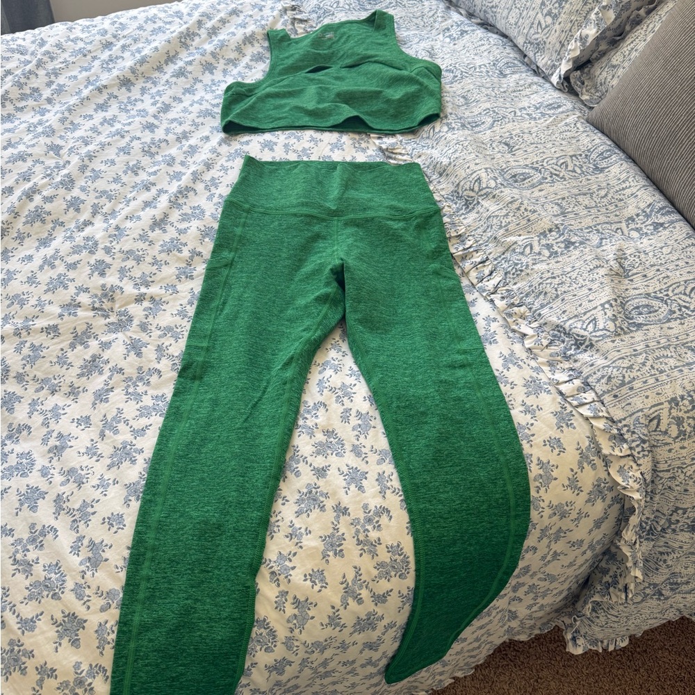 Aerie Offline Heathered Green Activewear Set